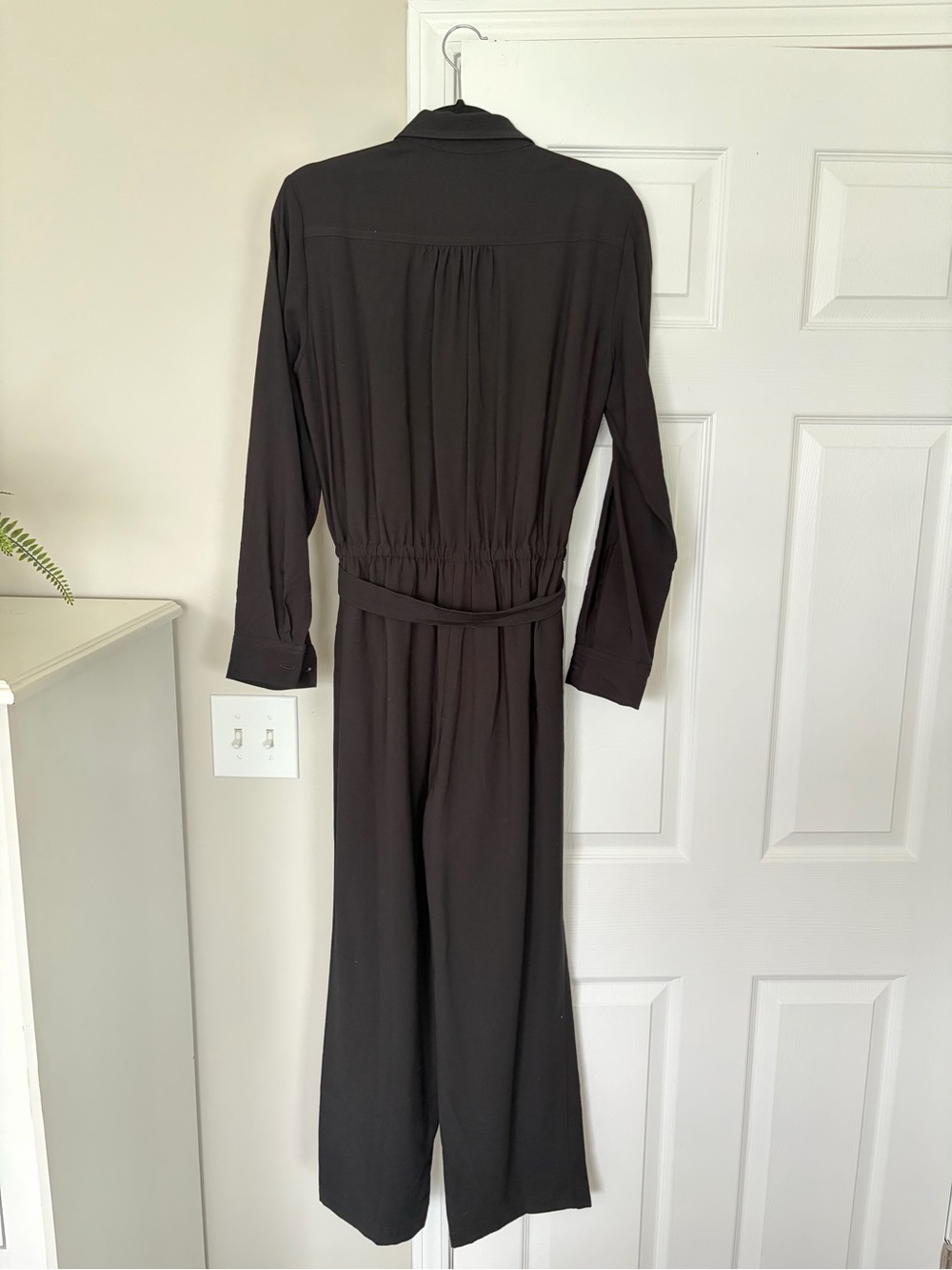 LOFT Black Button-Front Tie-Waist Jumpsuit - Picture 3 of 4